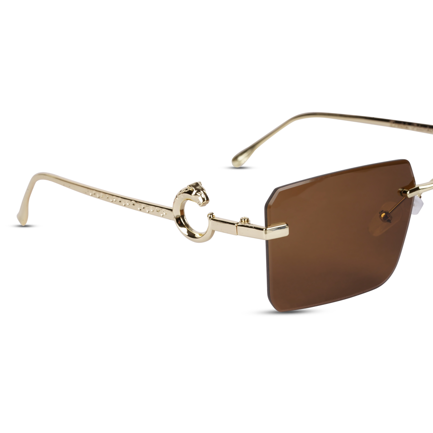 Erminio Palamino "Elite Designer Rimless Sunglasses for Women, Gold Frame, Tinted Lens, with Carrying Case & Cleaning Cloth