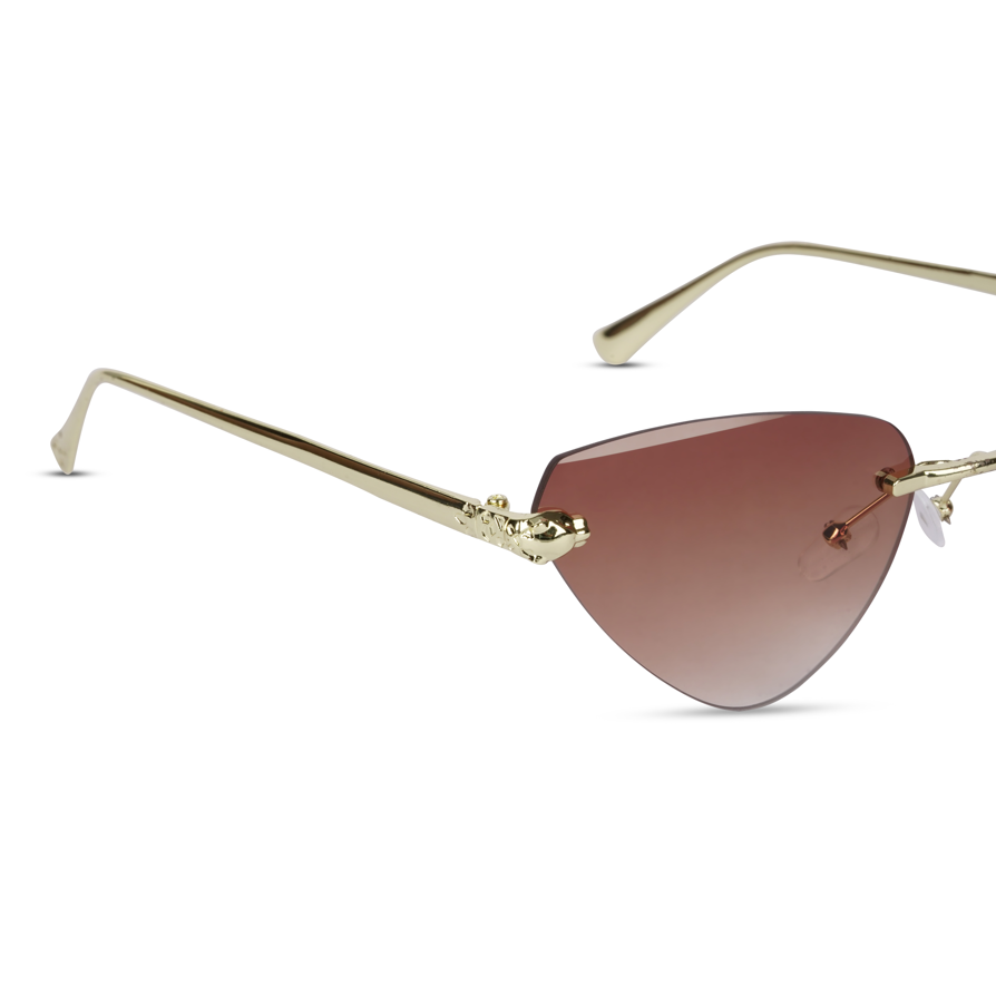 Erminio Palamino "Elite Rimless Cat Eye Sunglasses for Women with Gold Frame, Gradient Lens, Designer Case