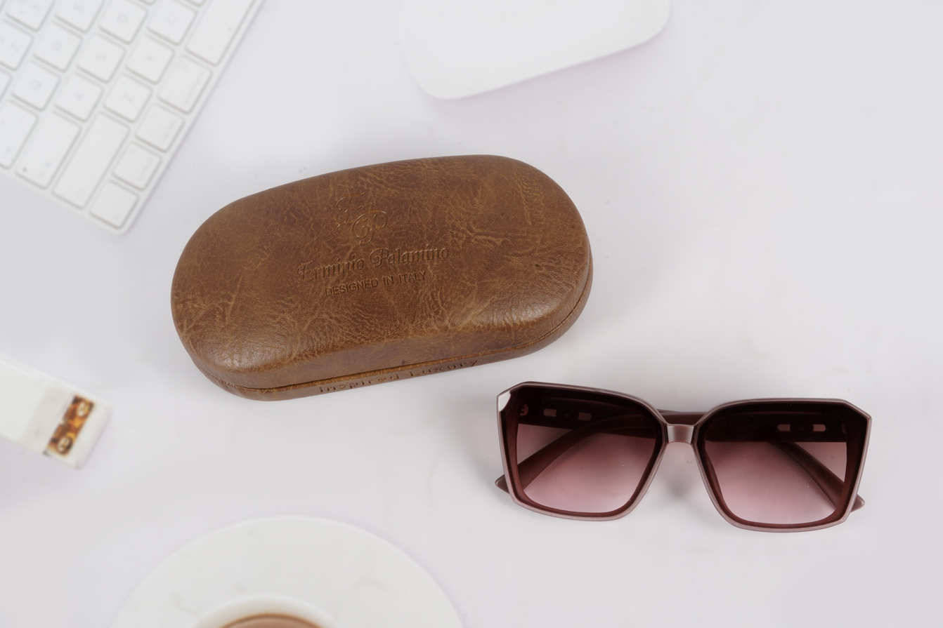Erminio Palamino "Elite - Designer Oversized Square Sunglasses, Frame with Gradient Lenses, Includes Case and Cleaning Cloth