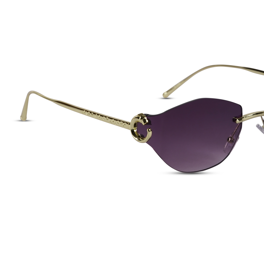 Erminio Palamino "Elite Rimless Oval Sunglasses, Gradient Lenses, Gold Metal Frame, Fashion Eyewear for Women