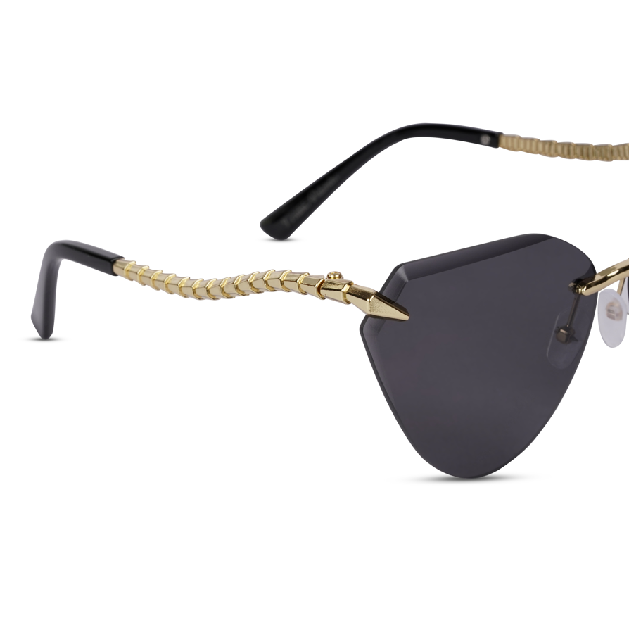 Erminio Palamino "Elite Designer Sunglasses for Women, Rimless Tinted Lenses, Gold Metal Temple Arms