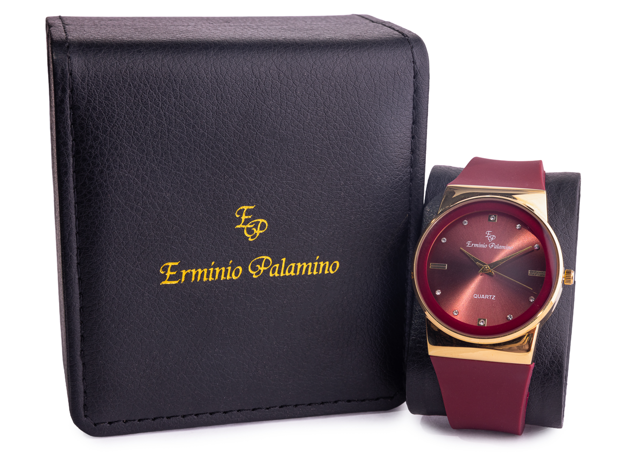 Erminio Palamino Royale Analog Watch for Women Luxury Quartz Watch with Gold Accents, Silicone Strap, Water Resistant