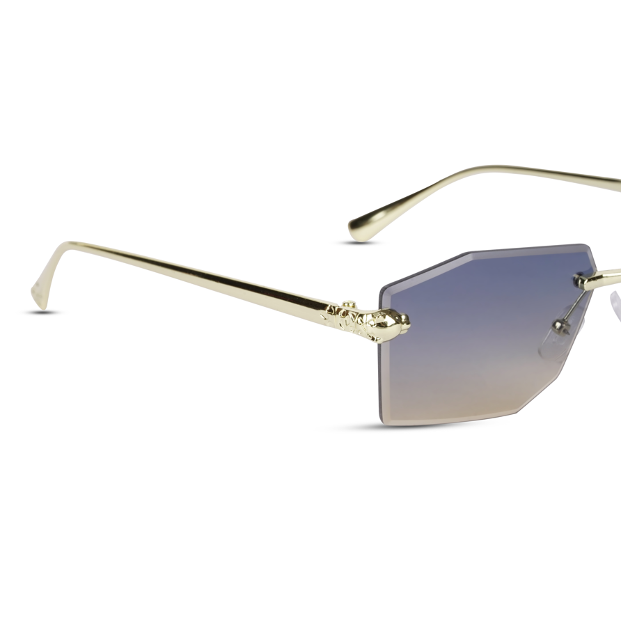 Erminio Palamino "Elite Rimless Rectangular Sunglasses for Women with Tinted Lenses, Gold Metal Frame, Case and Cleaning Cloth Included