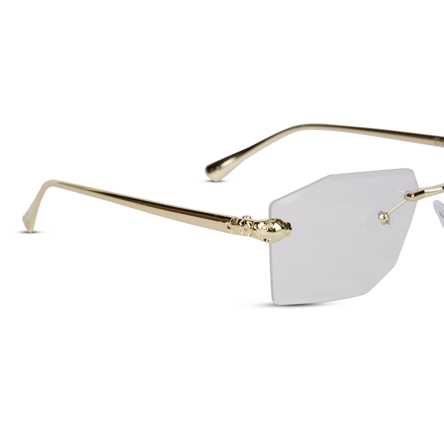Erminio Palamino "Elite Rimless Rectangular Sunglasses for Women with Tinted Lenses, Gold Metal Frame, Case and Cleaning Cloth Included