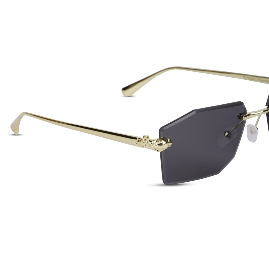Erminio Palamino "Elite Rimless Rectangular Sunglasses for Women with Tinted Lenses, Gold Metal Frame, Case and Cleaning Cloth Included