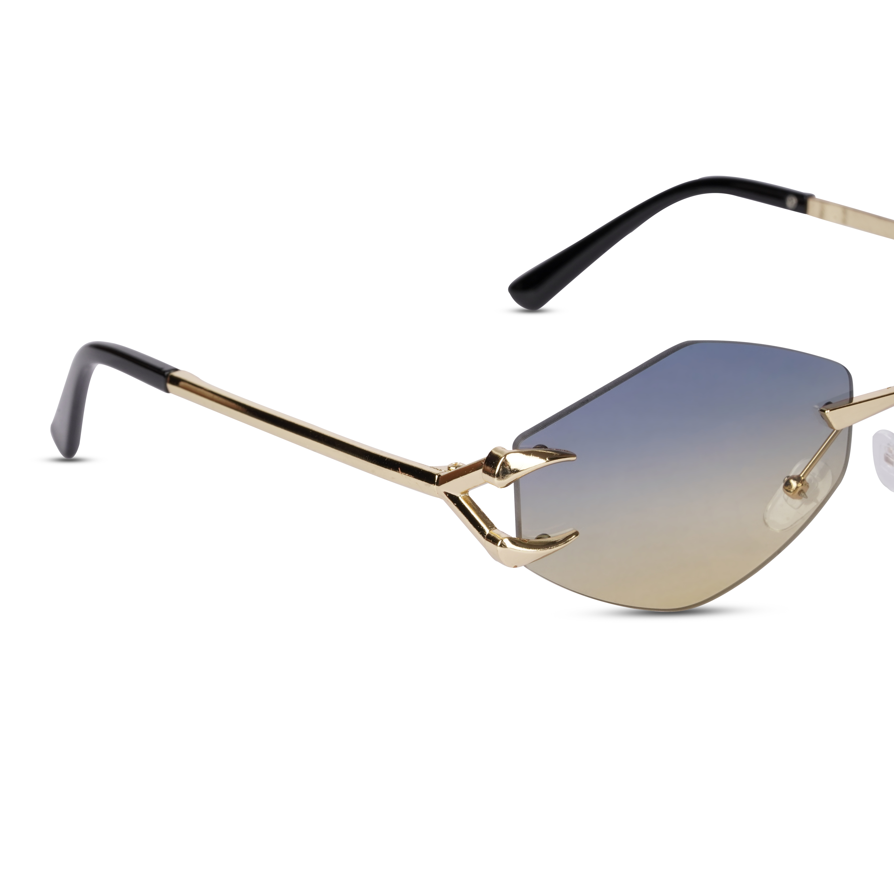 Erminio Palamino "Elite Rimless Gradient Sunglasses for Women, Gold Metal Frame, Tinted Lenses
