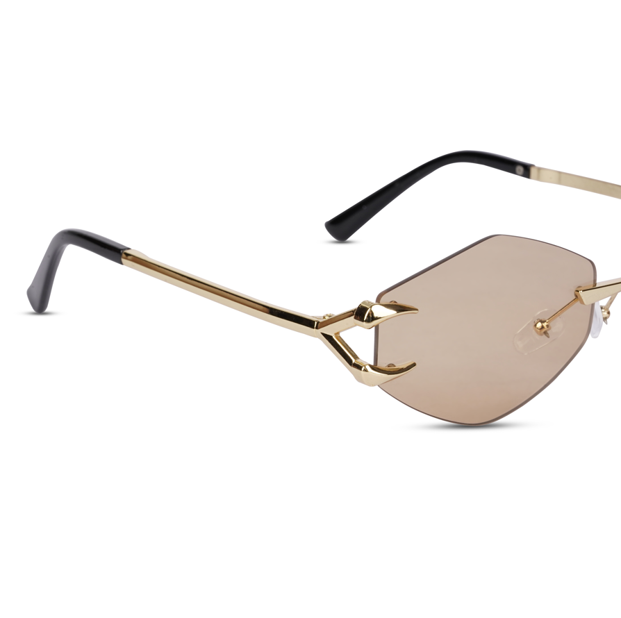 Erminio Palamino "Elite Rimless Gradient Sunglasses for Women, Gold Metal Frame, Tinted Lenses