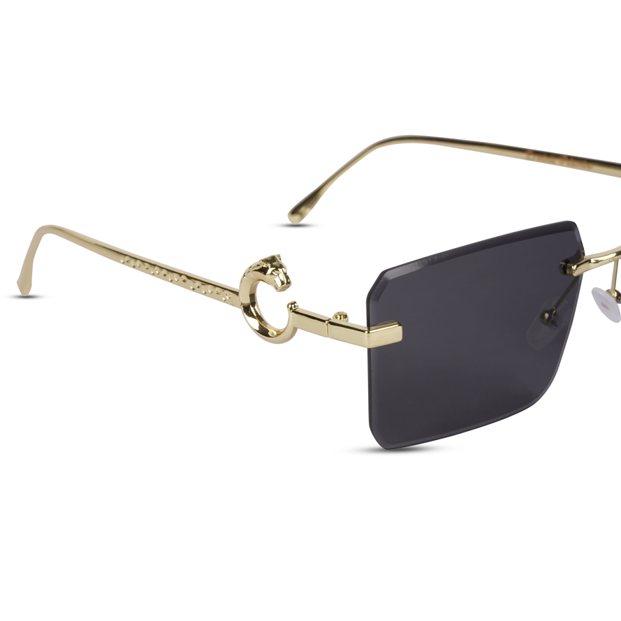 Erminio Palamino "Elite Designer Rimless Sunglasses for Women, Gold Frame, Tinted Lens, with Carrying Case & Cleaning Cloth