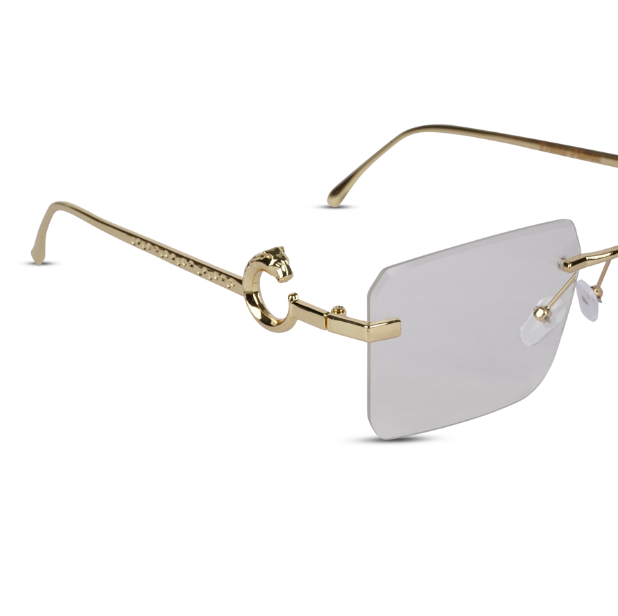 Erminio Palamino "Elite Designer Rimless Sunglasses for Women, Gold Frame, Tinted Lens, with Carrying Case & Cleaning Cloth