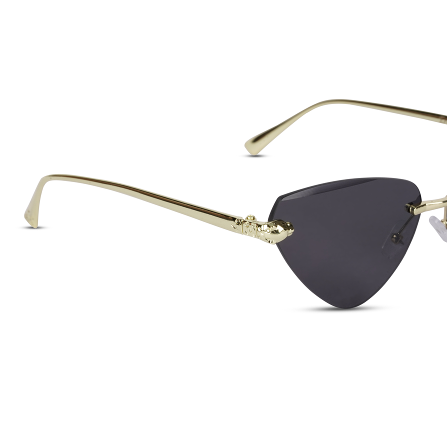 Erminio Palamino "Elite Rimless Cat Eye Sunglasses for Women with Gold Frame, Gradient Lens, Designer Case