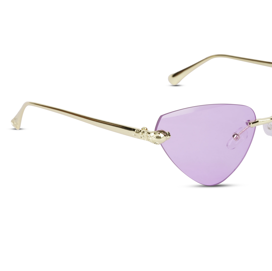 Erminio Palamino "Elite Rimless Cat Eye Sunglasses for Women with Gold Frame, Gradient Lens, Designer Case