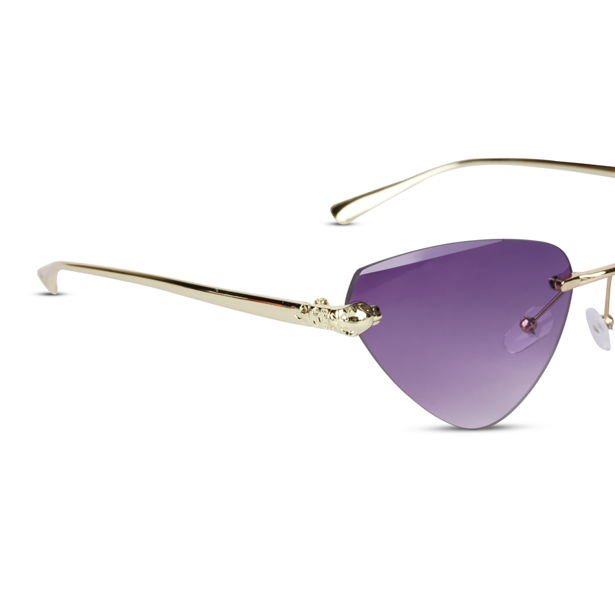 Erminio Palamino "Elite Rimless Cat Eye Sunglasses for Women with Gold Frame, Gradient Lens, Designer Case