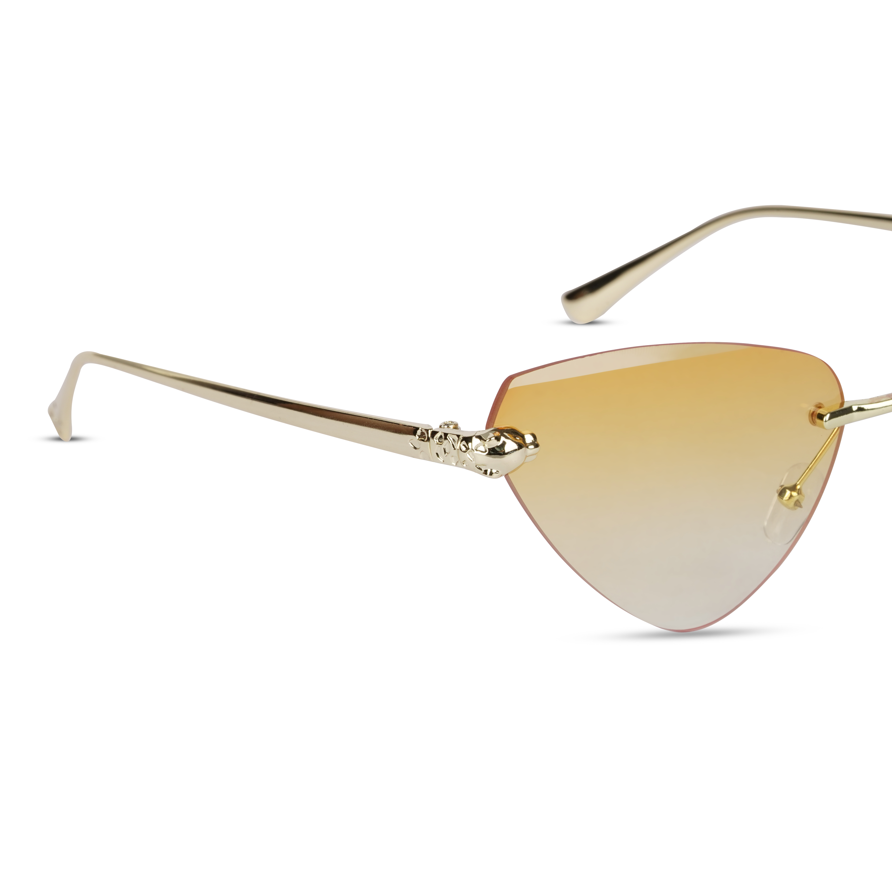 Erminio Palamino "Elite Rimless Cat Eye Sunglasses for Women with Gold Frame, Gradient Lens, Designer Case