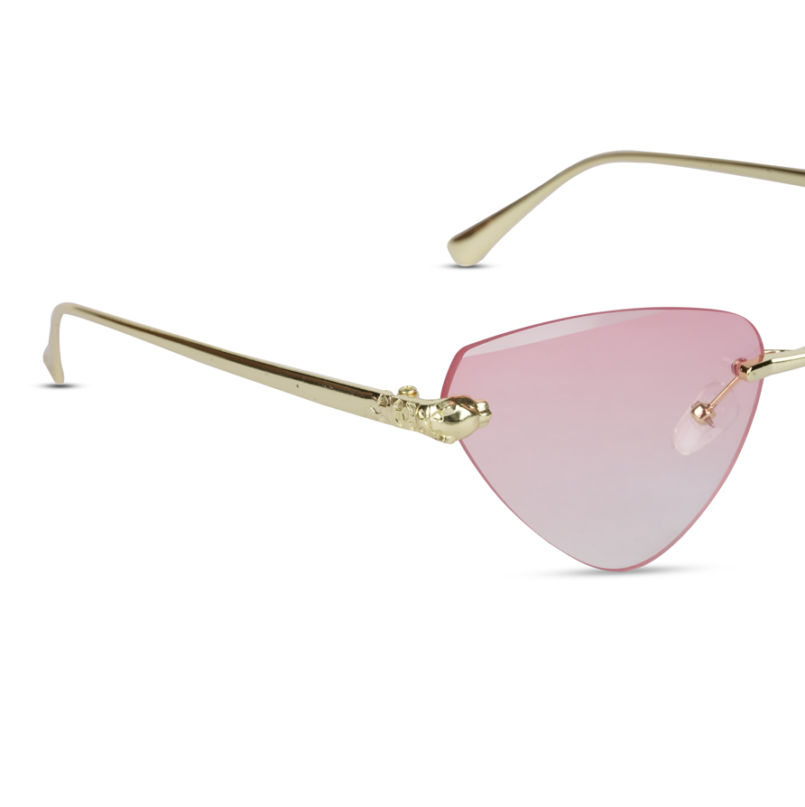 Erminio Palamino "Elite Rimless Cat Eye Sunglasses for Women with Gold Frame, Gradient Lens, Designer Case