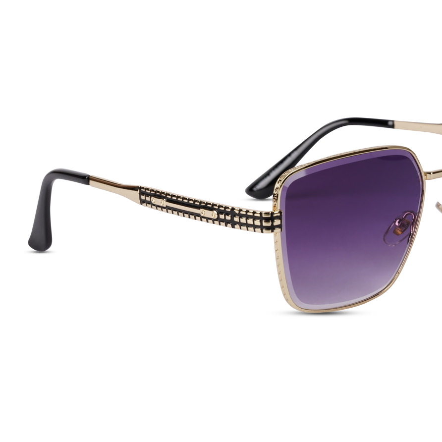 Erminio Palamino "Elite Designer Sunglasses, Square Frame, Black Metal Arms with Decorative Detail, Dark Lens