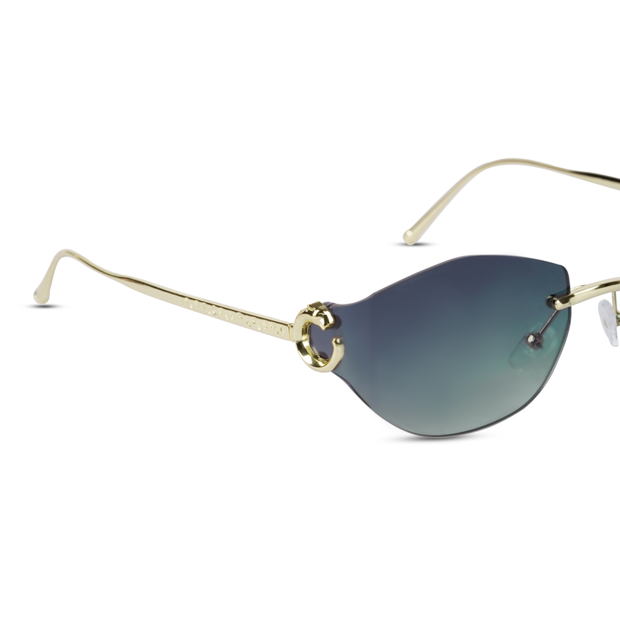 Erminio Palamino "Elite Rimless Oval Sunglasses, Gradient Lenses, Gold Metal Frame, Fashion Eyewear for Women