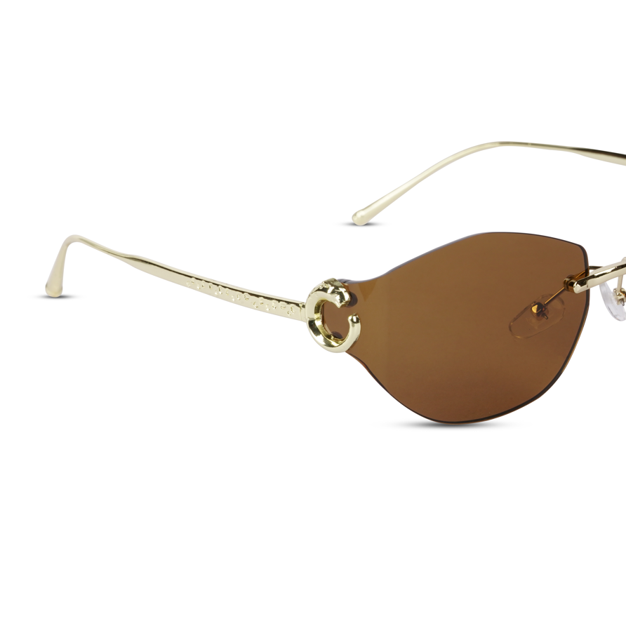 Erminio Palamino "Elite Rimless Oval Sunglasses, Gradient Lenses, Gold Metal Frame, Fashion Eyewear for Women
