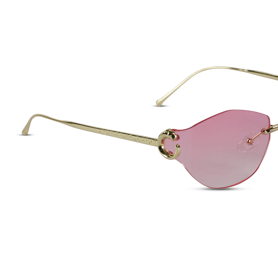 Erminio Palamino "Elite Rimless Oval Sunglasses, Gradient Lenses, Gold Metal Frame, Fashion Eyewear for Women