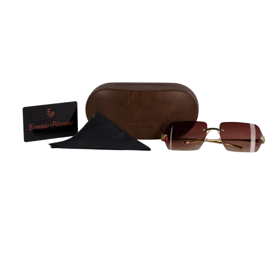 Erminio Palamino "Elite Square Rimless Sunglasses for Women, Black Frame with Lenses, Italian Design