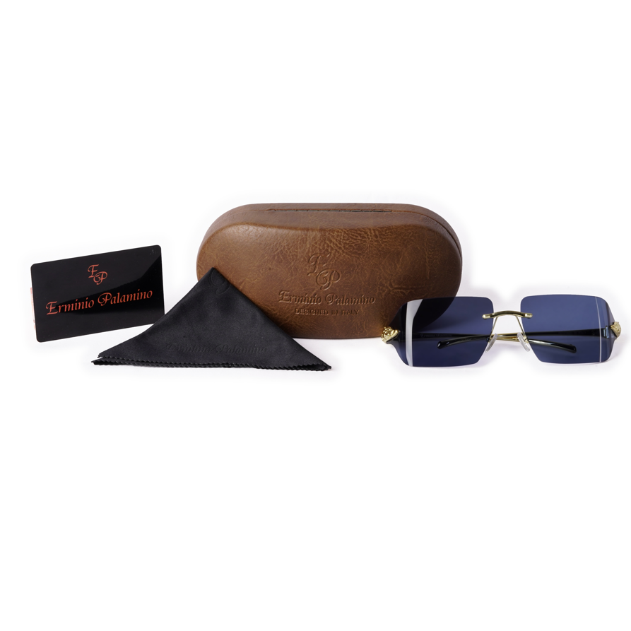 Erminio Palamino "Elite Square Rimless Sunglasses for Women, Black Frame with Lenses, Italian Design