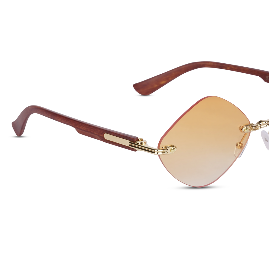 Erminio Palamino "Elite Designer Rimless Sunglasses for Women, Brown Frame with Lenses, Italian Design
