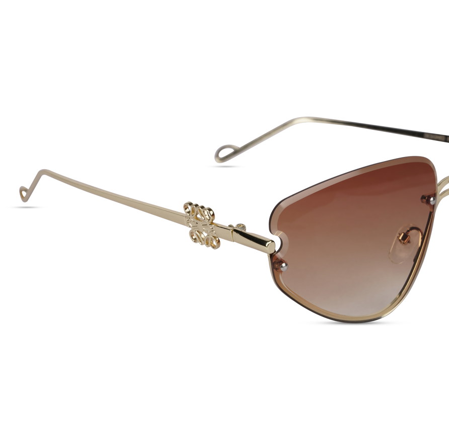 Erminio Palamino "Elite Designer Rimless Sunglasses for Women, Gold Frame with Lenses, Italian Design