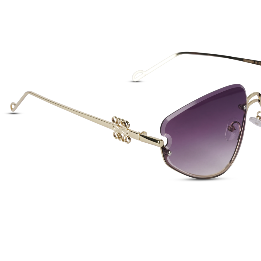 Erminio Palamino "Elite Designer Rimless Sunglasses for Women, Gold Frame with Lenses, Italian Design