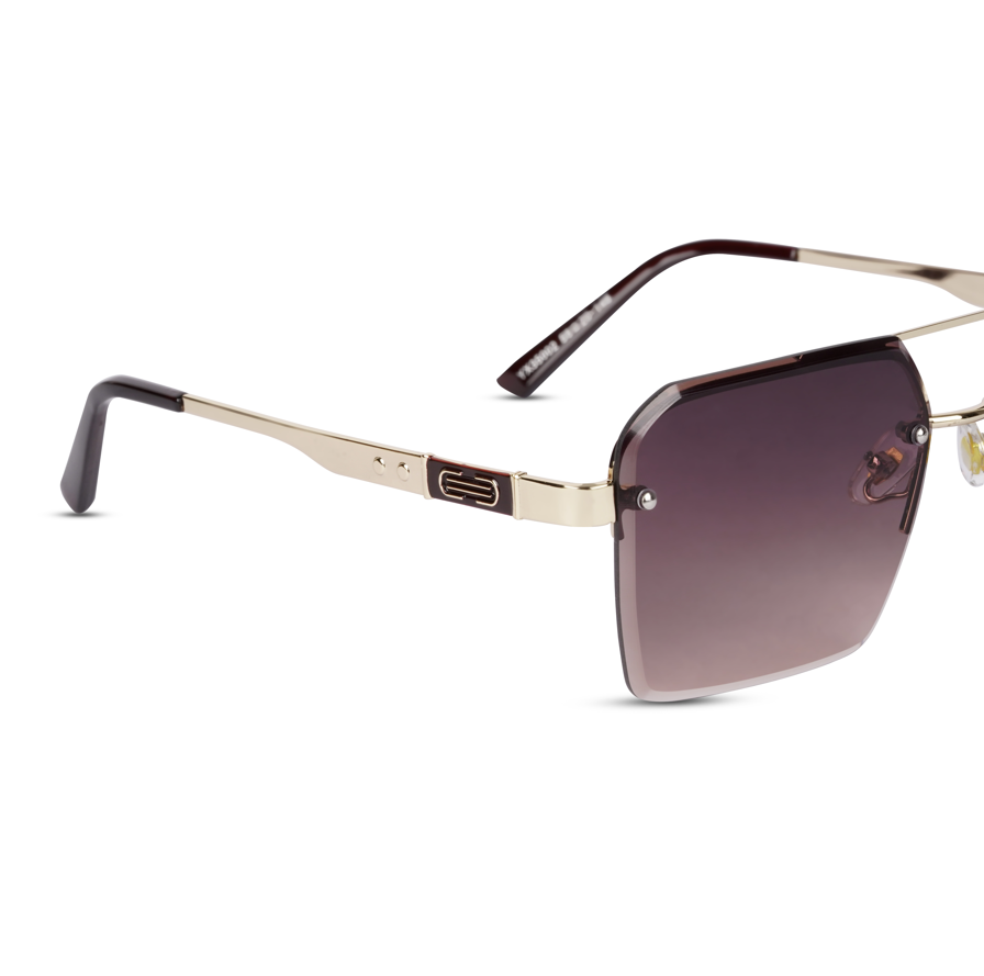 Erminio Palamino "Elite Square Oversized Sunglasses, Black Metal Frame, Tinted Lenses, Rimless Design, Unisex