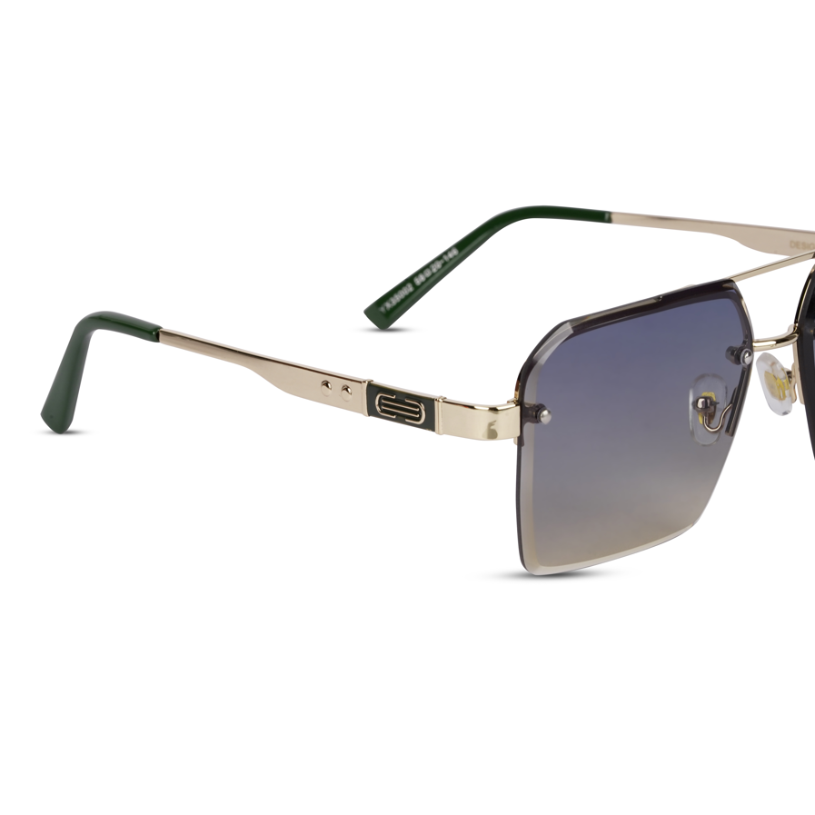 Erminio Palamino "Elite Square Oversized Sunglasses, Black Metal Frame, Tinted Lenses, Rimless Design, Unisex
