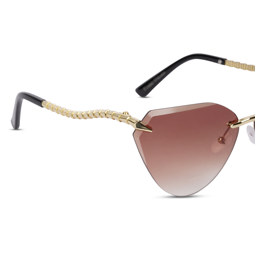 Erminio Palamino "Elite Designer Sunglasses for Women, Rimless Tinted Lenses, Gold Metal Temple Arms