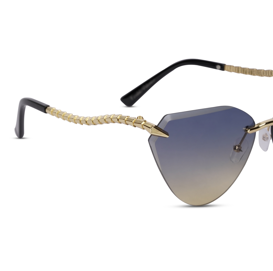 Erminio Palamino "Elite Designer Sunglasses for Women, Rimless Tinted Lenses, Gold Metal Temple Arms