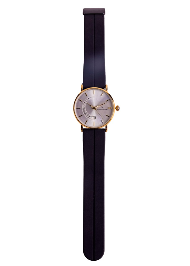 Erminio Palamino Sleek Dial Analog Men's Watch – Gold/Silver-Tone Case, Date Display, Adjustable Silicone Strap, Water Resistant