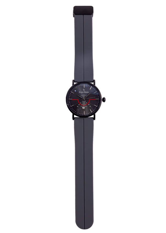 Erminio Palamino Men's Sleek Analog Watch, Modern Dial with Red Accent, Silicone Magnetic Band, Date Display, Water Resistant
