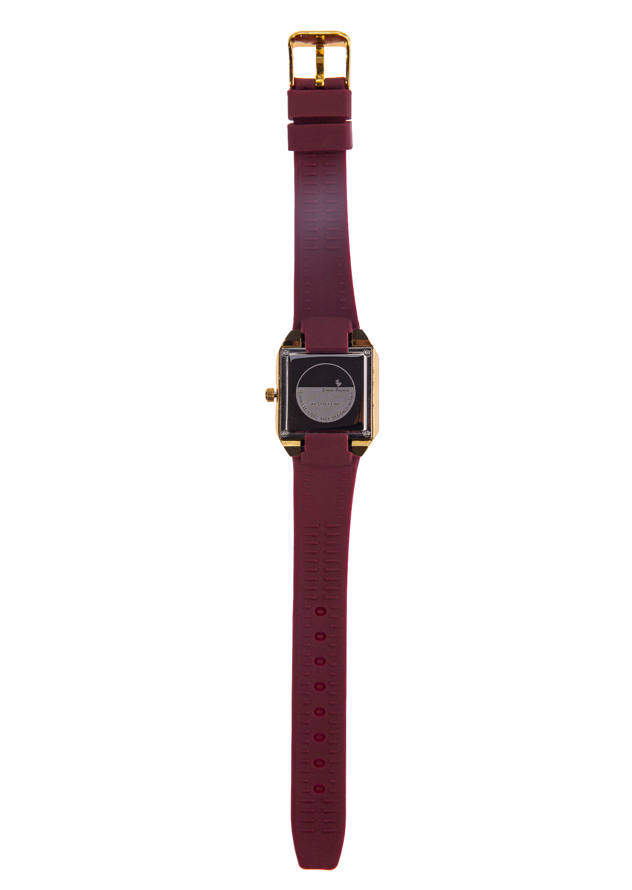 Erminio Palamino Ladies Elegant Square Quartz Watch, Slicone Band, Gold-Tone Case, Crystal Accents, Water Resistant