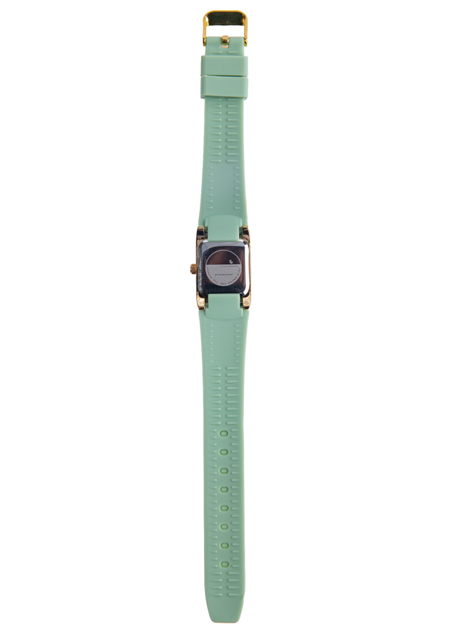 Erminio Palamino Ladies Luxury Quartz Watch, Gold-Tone Crystal Embellished, Vintage Square, Silicone Strap, Water Resistant