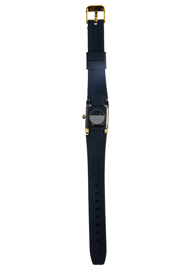 Erminio Palamino Ladies Luxury Quartz Watch, Gold-Tone Crystal Embellished, Vintage Square, Silicone Strap, Water Resistant